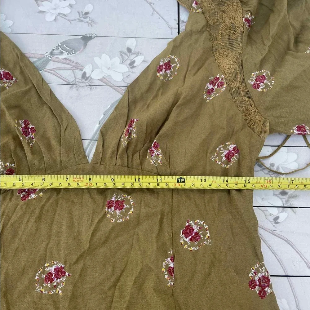Free People Tan Floral Mini Dress